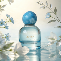 En stock – Nouveau design – Flacon de parfum rond en verre vert 50 ml 100 ml avec bouchon et pompe transparente pour cosmétiques – Boîte d'emballage ronde