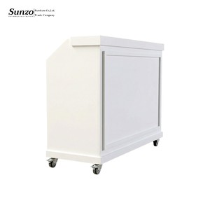 Bancone Bar Vintage Rimovibile Bianco per Interni ed Esterni, Tavolo Bistrot con Ruote per Matrimoni ed Eventi - Product Image 5