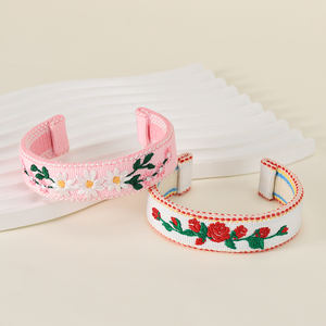 Texto personalizado Moda Blue <span class=keywords><strong>Eye</strong></span> Sorte Amizade Tecido Pulseira Aberta Charme Coração Bonito Bordado Pulseiras para Mulheres Acessórios - Product Image 3