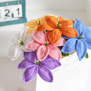 Nouveau bouquet de fleurs artificielles en crochet pur fait main, multicolores, Alstroemerias, écologiques, durables, pour mariage - Product Image 3