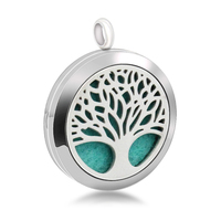 Collier diffuseur d'huiles essentielles, pendentif en alliage d'acier inoxydable Arbre de Vie