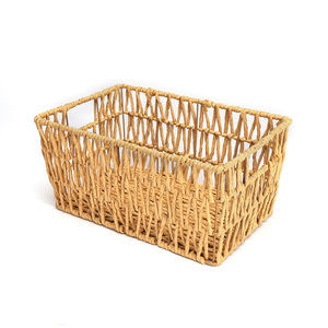 Custom-made paper <b>rope</b> woven <b>basket</b> for kitchen dirty clothes <b>storage</b>; hollowed-out <b>storage</b> <b>basket</b> for household sundries and - Product Image 2
