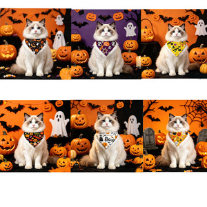 Yisi Halloween Pet Bib Triangular Scarf Drool Bib For Cats Dogs Party Fall - Product Image 2