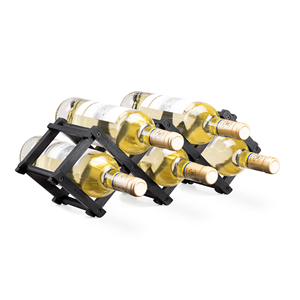 Modern Small Black Bamboo Wine <b>Rack</b> Wine Stand with Foldable Design for Organizing and Storing <b>Bottles</b> - Product Image 2