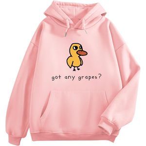 Sweat-shirt à capuche avec motif de canard mignon pour femme, sweat-shirt tricoté décontracté avec poche, imprimé de dessin animé amusant - Product Image 1