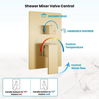Ensemble de douche pluie en acier inoxydable 304 de 8, 10 et 12 pouces, mitigeur mural carré à 2 fonctions avec douchette haute pression et cascade