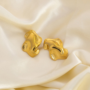 ต่างหูสแตนเลสทรงหยดน้ำแบบไม่สมมาตร ชุบทอง 18K เงิน แฟชั่นเครื่องประดับสำหรับผู้หญิงและเด็กผู้หญิง - Product Image 4