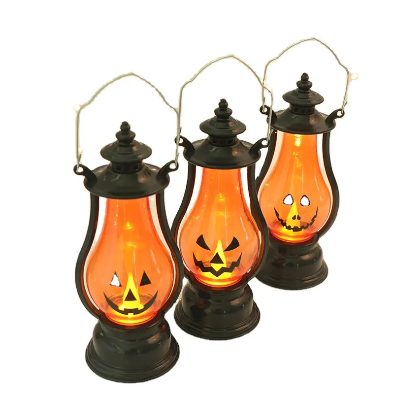 Lámpara de calabaza para Halloween, minilinterna de vela para decoración de otoño con bucle colgante, linterna de calabaza, luz nocturna para fiesta fantasma, hogar y exterior