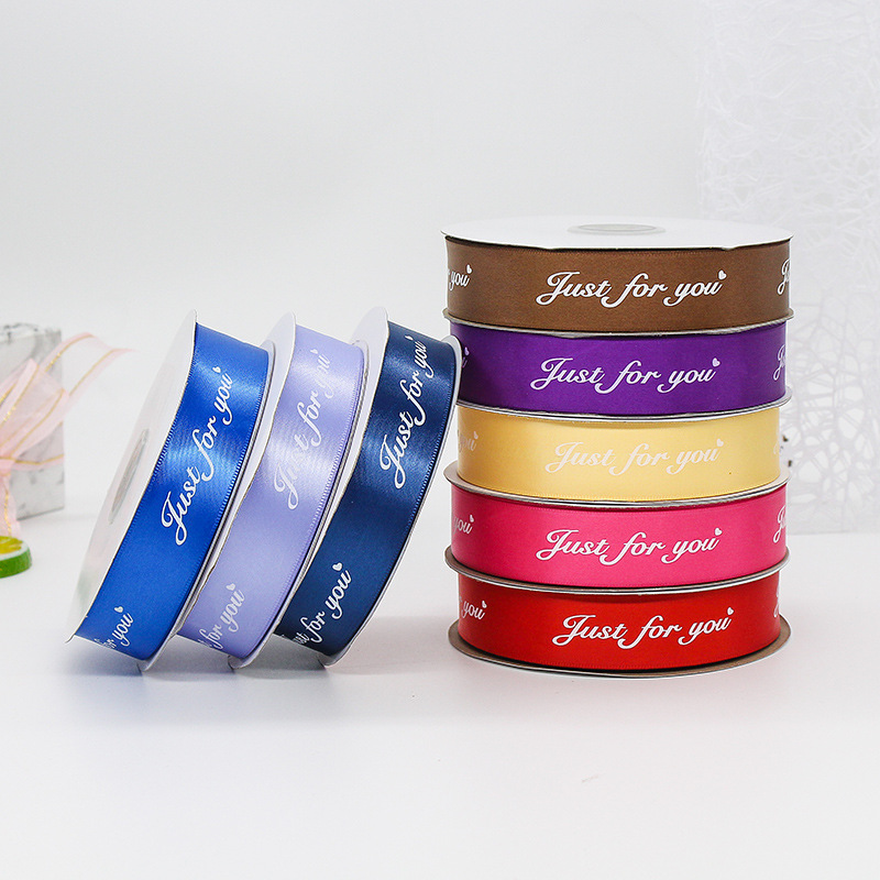 Luxury Gift Wrap Grosgrain Customize Ribbon Printed With Logo Double Faced Satin Polyester Ribbon for Craft