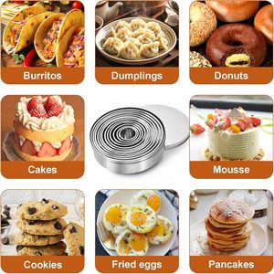Wholesale Custom 11 Piece Baking <b>Cake</b> Decoration Stainless Steel Metal Rolling Round Cookie Biscuit <b>Cutter</b> Set - Product Image 6