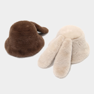 High Quality Fall And Winter Warm Fisherman Cap Faux Fur Cute Bucket <strong>Hat</strong> With <strong>Rabbit</strong> Ears - Product Image 4