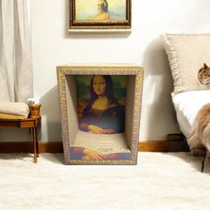 Arbre à chat moderne de luxe écologique en papier ondulé recyclé haute densité Mona Lisa <span class=keywords><strong>Maison</strong></span> à gratter pour chat 23,62 pouces Carton - Product Image 3