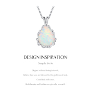 Collier pendentif goutte d'eau en opale en argent sterling avec chaîne à maillons plaqué rhodium, bijou tendance pour femme, idéal pour fiançailles ou mariage