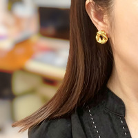 Pendientes de Oro Real de 18K AU750 de Lujo, Trenzados y con Bola, para Mujer, Oro Sólido, Joyería Fina, Venta al Por Mayor, Regalo