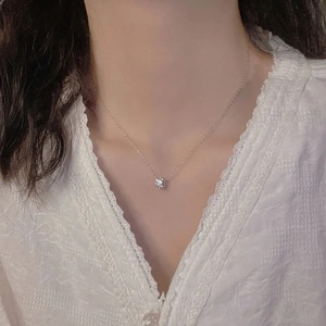 Women's Diamond Pendant Necklace Round Brilliant Cut Minimalist Luxury Style Everyday Wear Clavicle Chain - Product Image 4
