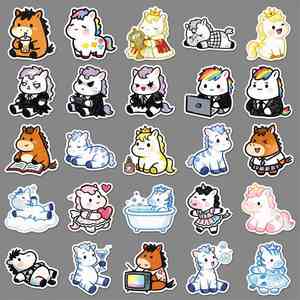 50 autocollants mignons de poulains de dessin animé pour l'année du Cheval, imperméables, style Kawaii, pour agenda et décoration de réfrigérateur, pour les filles - Product Image 2