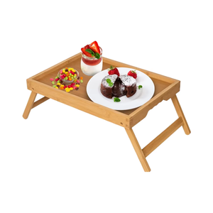 Vente en gros Plateau d'accoudoir en bambou avec support pour ordinateur portable Plateau de lit personnalisé avec pied pliant et plateau en bambou - Product Image 1