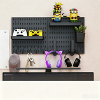 Kit d'organisation mural avec panneau perforé en plastique PP rigide, crochets, étagères et accessoires pour le bricolage à domicile