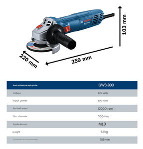 Meuleuse d'angle <span class=keywords><strong>Bosh</strong></span> GWS 800 4 pouces 800W, outil électrique professionnel avec cordon, 100 mm, machine de meulage électrique haute performance - Product Image 6