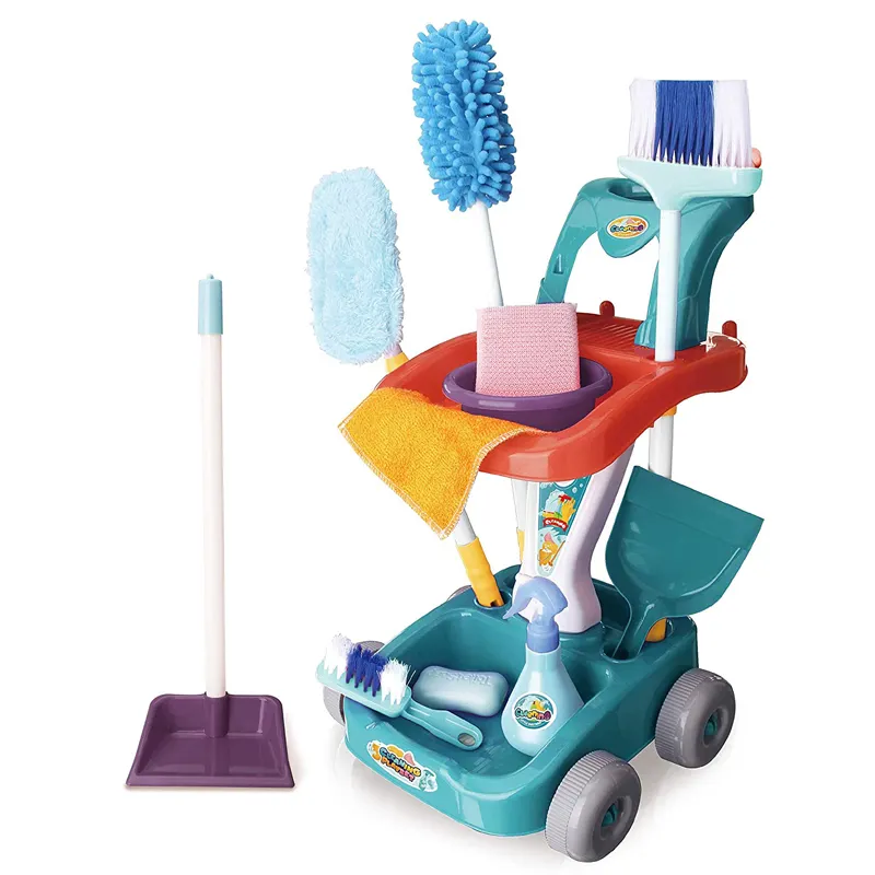 Игрушка для уборки дошкольников и игр для девочек, забавная Тележка для уборки дома для детей, набор игрушек для уборки