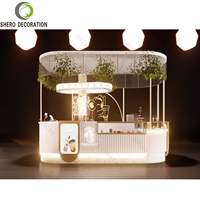 Kiosque de café vitrine d'affichage de gâteau moderne d'intérieur compteur d'affichage doux kiosque mobile en bois de nourriture pour le centre commercial