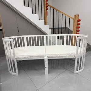 <span class=keywords><strong>Lit</strong></span> de bébé ovale en bois 4-en-1 avec moustiquaire intégrée pour nouveau-né - Product Image 4