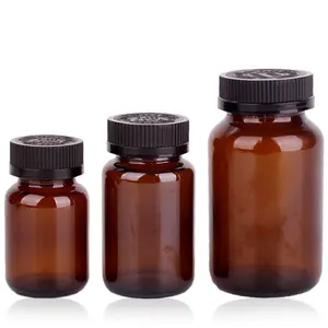 Gezondheidszorg 2Oz 4Oz 8Oz 10Oz Lege Capsule Medische Amber Pil Containers Vitamine Glas Packer Flessen Met Kind-Orover Schroefdeksel