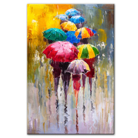 Peintures à l'huile abstraites de portraits, impressions sur toile, impressions d'art, fille tenant un parapluie, tableaux muraux, décoration murale pour la maison