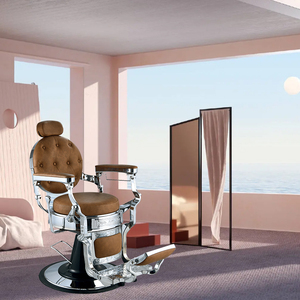 Grossistas Estilo Antigo Marrom Alumínio Fundido Barbearia Hair Styling <span class=keywords><strong>Chair</strong></span> Salon Barber <span class=keywords><strong>Chair</strong></span> Para Venda - Product Image 2