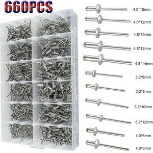 Baiguluo Aluminum Blind Rivets 660Pcs 4.0-4.8mm Round Head Rivet Set For Metal Joining - Product Image 1