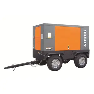 Compresseur d'air rotatoire de vis de moteur diesel mobile portatif résistant remorquable de 10bar 350cfm pour le forage minier