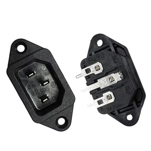 IEC60320 C14 connecteur industriel à Angle <span class=keywords><strong>droit</strong></span> 3 broches cuivre PCB Terminal monté sur vis 15A 250V prise d'entrée d'alimentation facile à installer - Product Image 5