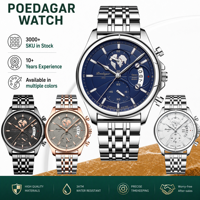 Montre homme Poedagar 989 de haute qualité, classique, en acier inoxydable, à quartz, étanche et lumineuse.