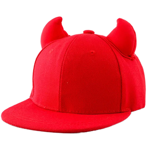 Gorra de béisbol de moda con visera plana y protección para las orejas, estilo diablo con cuernos, bordada a mano con espiga, para hombre y mujer - Product Image 3