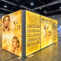 Stand d'exposition modulaire rétroéclairé 10 x 20 pieds pour salon professionnel, avec boîte à lumière et toile de fond, idéal pour les cosmétiques et les soins de la peau