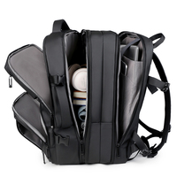 Ransel Laptop bisnis pria, ransel komputer multifungsi kapasitas besar dengan USB dapat diperbesar