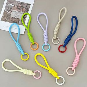 Lanière courte tressée créative détachable avec crochet réglable anti-perte pour téléphone portable et porte-clés – Polyester durable à nœuds colorés - Product Image 1