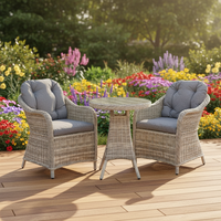 Ensemble de 5 meubles de patio en aluminium et rotin au design moderne, table et chaises en rotin pour la maison, l'appartement ou le jardin