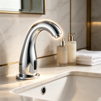 Robinet à capteur sans contact moderne, monotrou, infrarouge, pour lavabo, eau chaude et froide, hôtel, restaurant, toilettes publiques