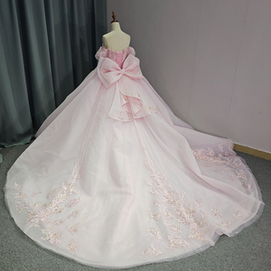 Magnifiques robes de soirée rose pour femmes grandes tailles avec nœud Jancember 6774-1 - Product Image 4