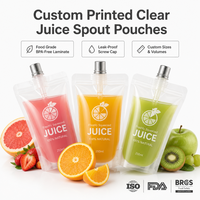 Pochette souple transparente personnalisée de qualité alimentaire avec bec verseur, refermable, pour jus, lait, boisson aux fruits