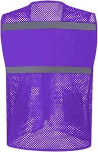 Gilet da Volontario Leggero e Traspirante in Rete, Alta Visibilità con Strisce Riflettenti, Tasche Multiple, Logo Personalizzato Stampato - Product Image 3