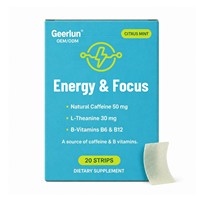 Bandes orales énergétiques personnalisées OEM à dissolution rapide avec caféine, vitamine B12 et L-Théanine – Complément alimentaire en film mince pour l'énergie et la concentration