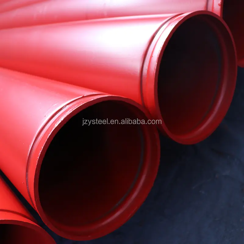 Fire fighting tubes astm a795 gr.b sch10 sch40 grooved ends red painted erw steel pipe