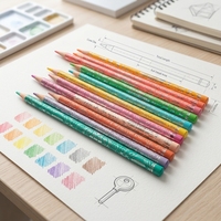 Crayons de couleur effaçables à mine souple de qualité supérieure de 7 pouces, 12 couleurs, crayons de couleur en plastique imprimés en rouleau, embouts de dessin, fournitures d'art