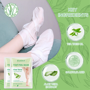 <span class=keywords><strong>Masque</strong></span> pour les pieds à l'aloe vera hydratant et réparateur de rugosité avec logo personnalisé, <span class=keywords><strong>masque</strong></span> exfoliant naturel en feuille pour les pieds, vente en gros à prix abordable - Product Image 4