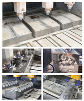 Mesin Ukir Batu CNC Tiga Kepala, Router CNC untuk Produksi Monumen Granit