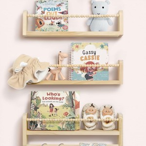 Étagères murales en bois nordiques pour chambre d'enfants, étagères flottantes perlées avec tige, présentoir de vente chaude - Product Image 2