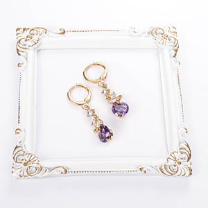 Bijoux CM Fashion, boucles <span class=keywords><strong>d</strong></span>'oreilles 14k, Huggie, papillon, grandes boucles <span class=keywords><strong>d</strong></span>'oreilles en zircon <span class=keywords><strong>bleu</strong></span>, rouge, noir, vert, violet, luxe pour femme - Product Image 3