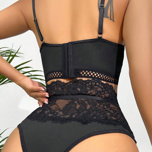 Hot Sale High Quality Lace Luxury Lingerie Set Lace Lingerie Set Transparent Hollow Floral Lace Garter Lingerie Set <b>Women</b> - Product Image 4